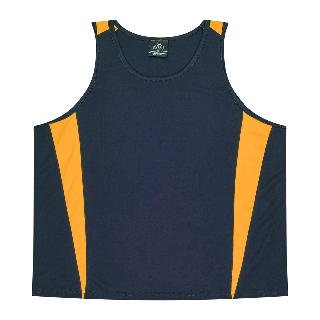 House of Uniforms The Eureka Singlet | Mens Aussie Pacific Navy/Gold