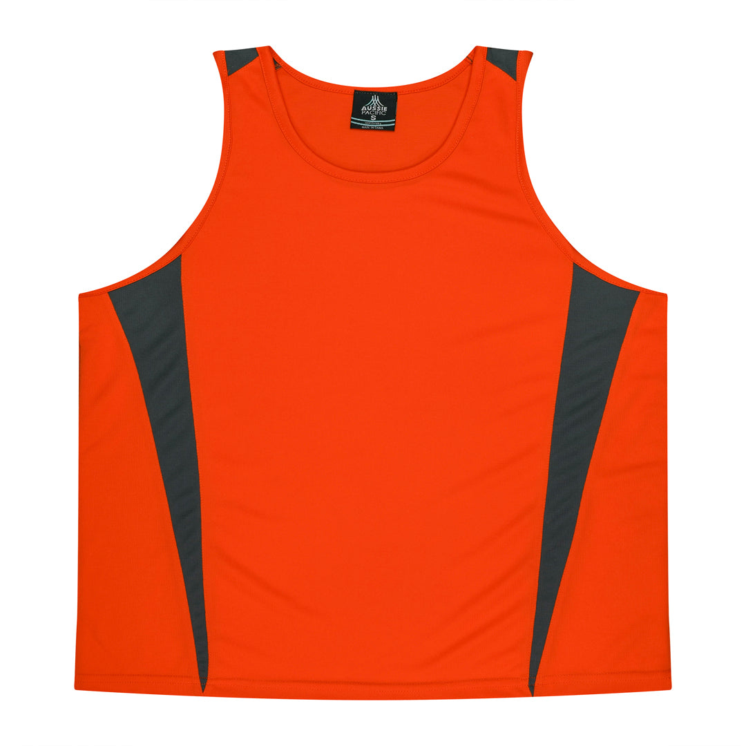 House of Uniforms The Eureka Singlet | Mens Aussie Pacific Orange/Charcoal