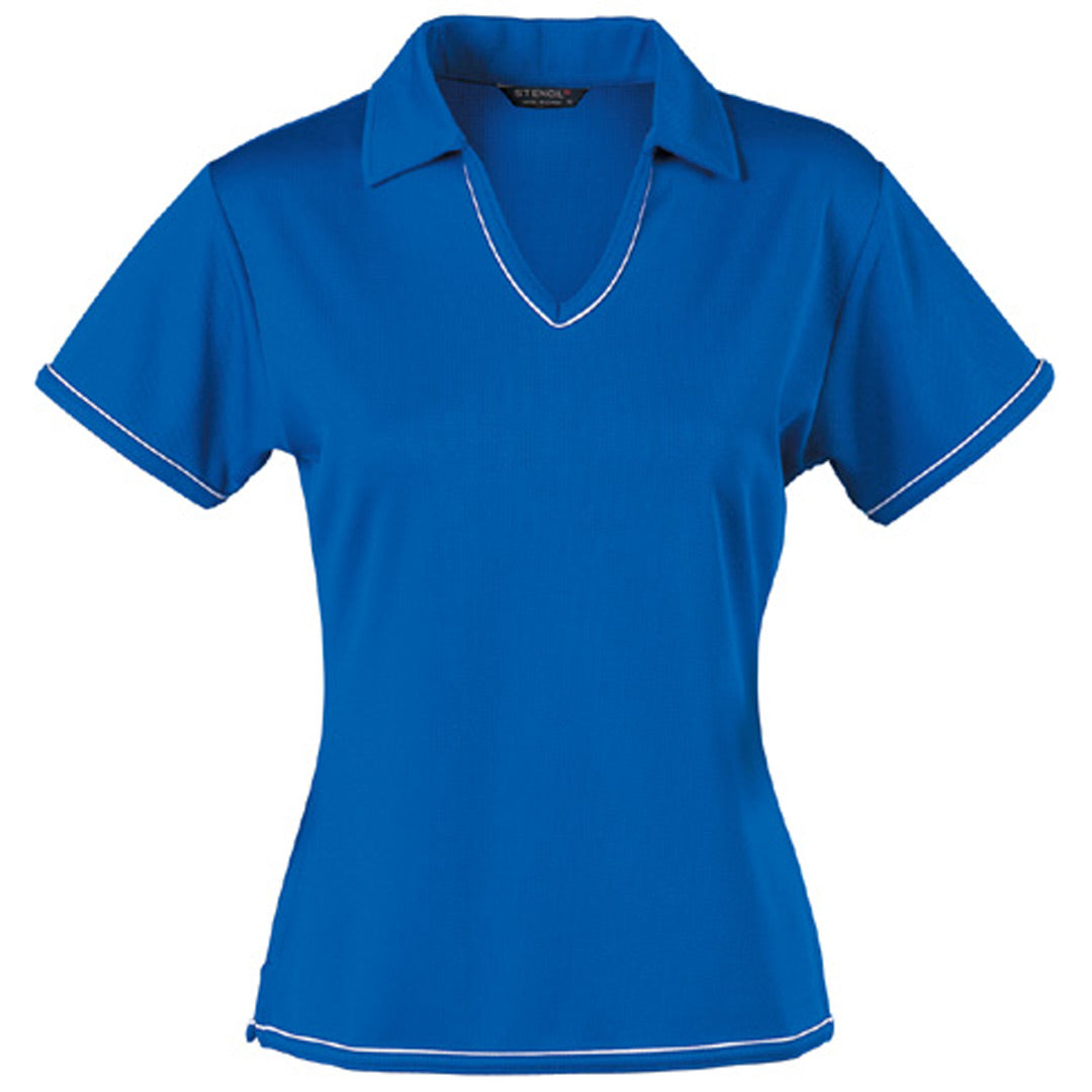 House of Uniforms The Cool Dry Polo | Ladies | Short Sleeve Stencil Royal/White