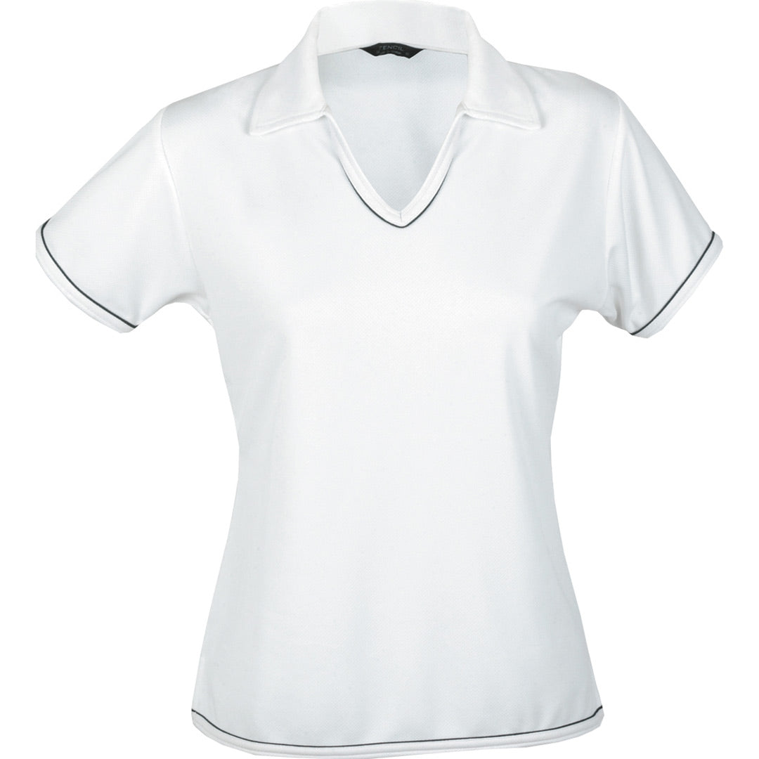 House of Uniforms The Cool Dry Polo | Ladies | Short Sleeve Stencil White/Navy