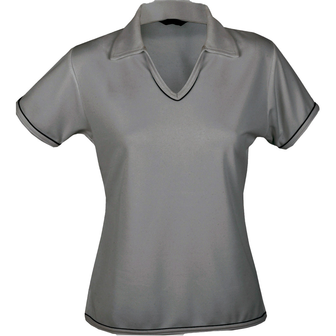 House of Uniforms The Cool Dry Polo | Ladies | Short Sleeve Stencil Silver/Navy