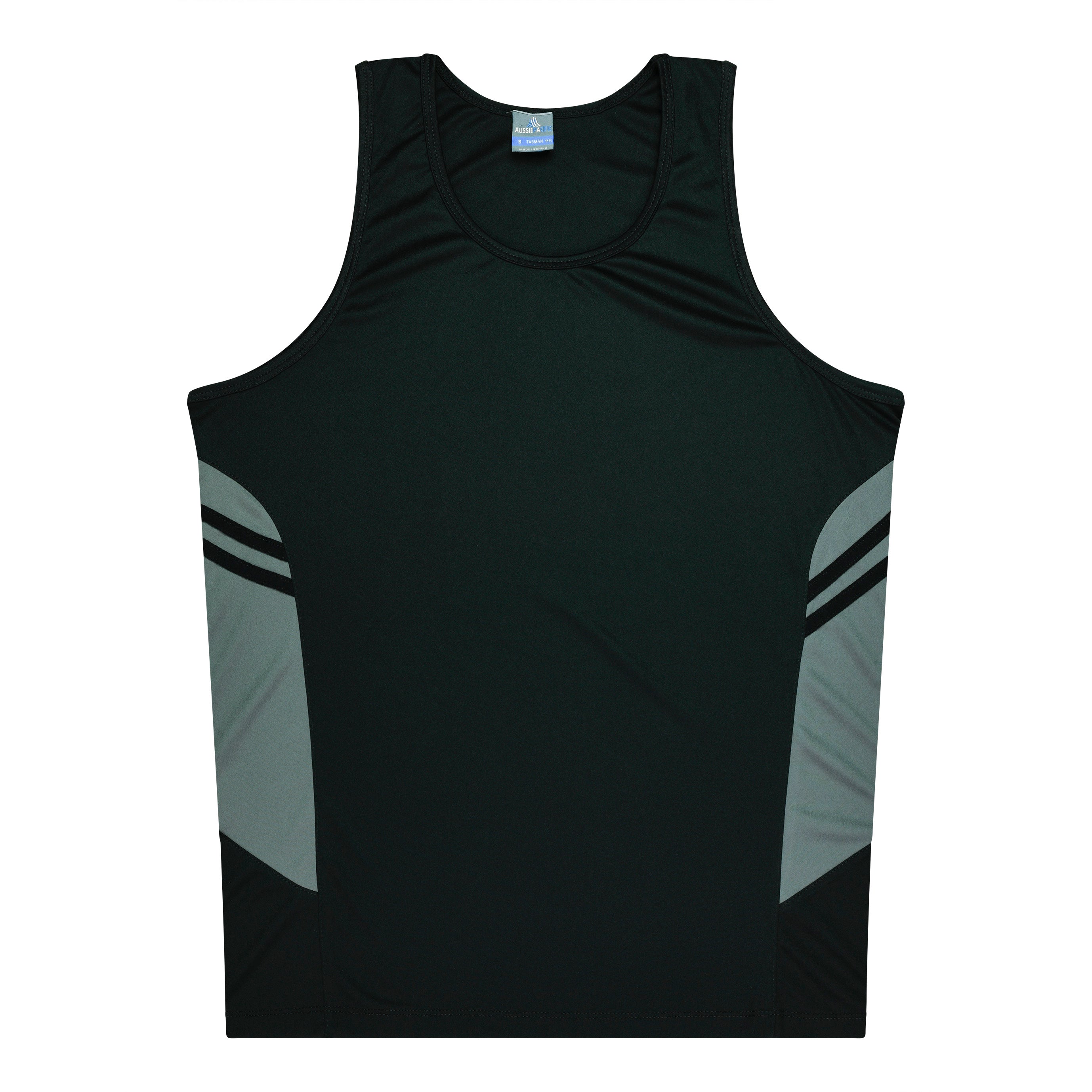 House of Uniforms The Tasman Singlet | Mens | Black Base Aussie Pacific Black/Ashe