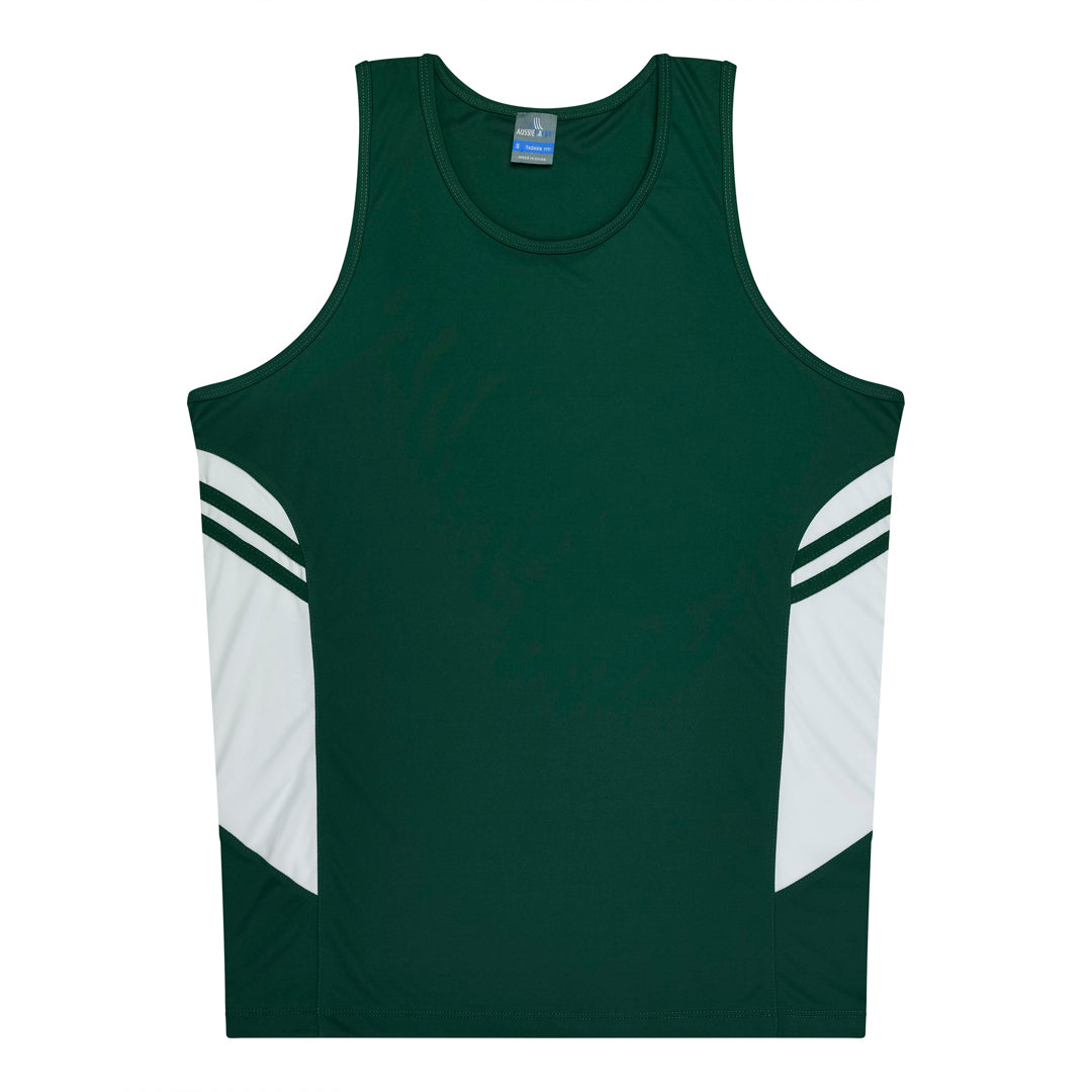 House of Uniforms The Tasman Singlet | Mens | Mixed Base Aussie Pacific Bottle/White