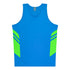 House of Uniforms The Tasman Singlet | Mens | Blue Base Aussie Pacific Cyan/Neon Green