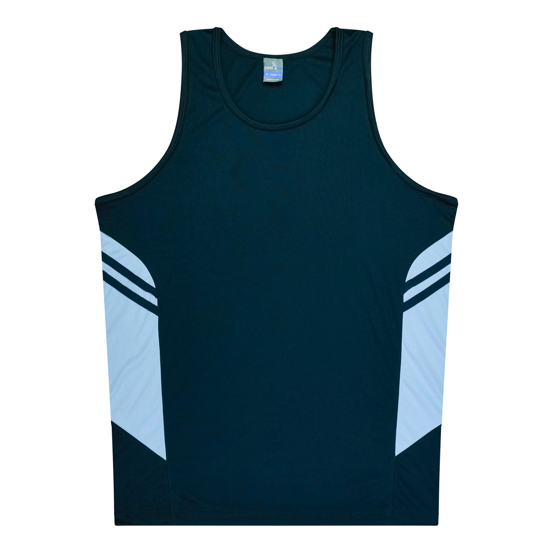 House of Uniforms The Tasman Singlet | Mens | Navy Base Aussie Pacific Navy/Sky