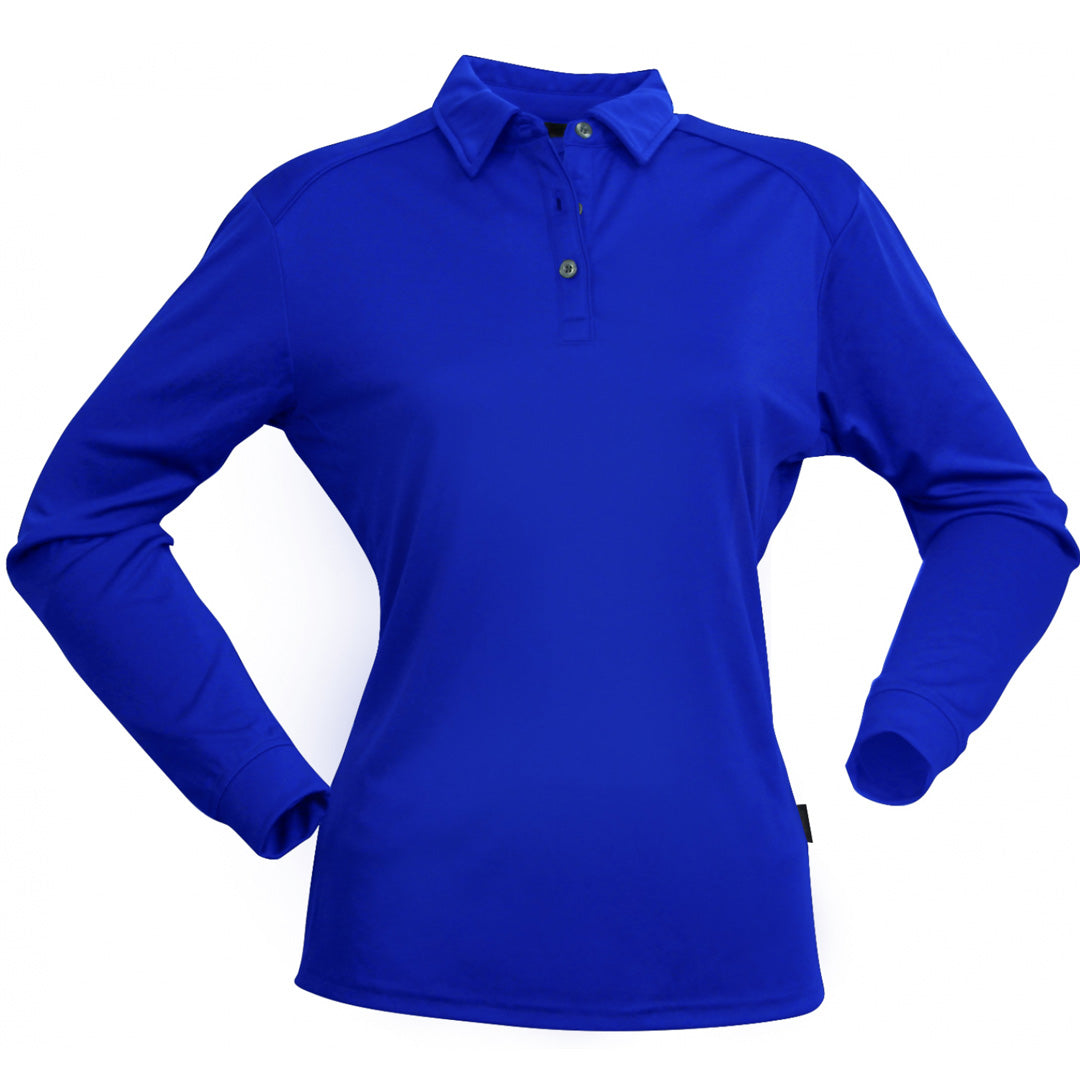 House of Uniforms The Freshen Polo | Ladies | Long Sleeve Stencil Royal Blue