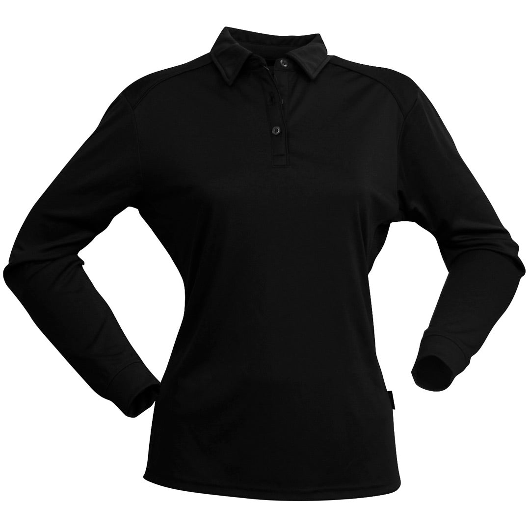 House of Uniforms The Freshen Polo | Ladies | Long Sleeve Stencil Black