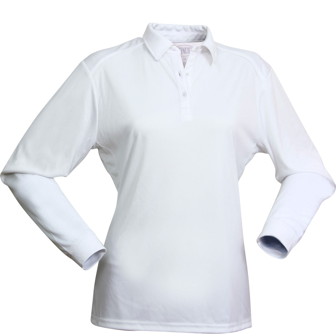 House of Uniforms The Freshen Polo | Ladies | Long Sleeve Stencil White