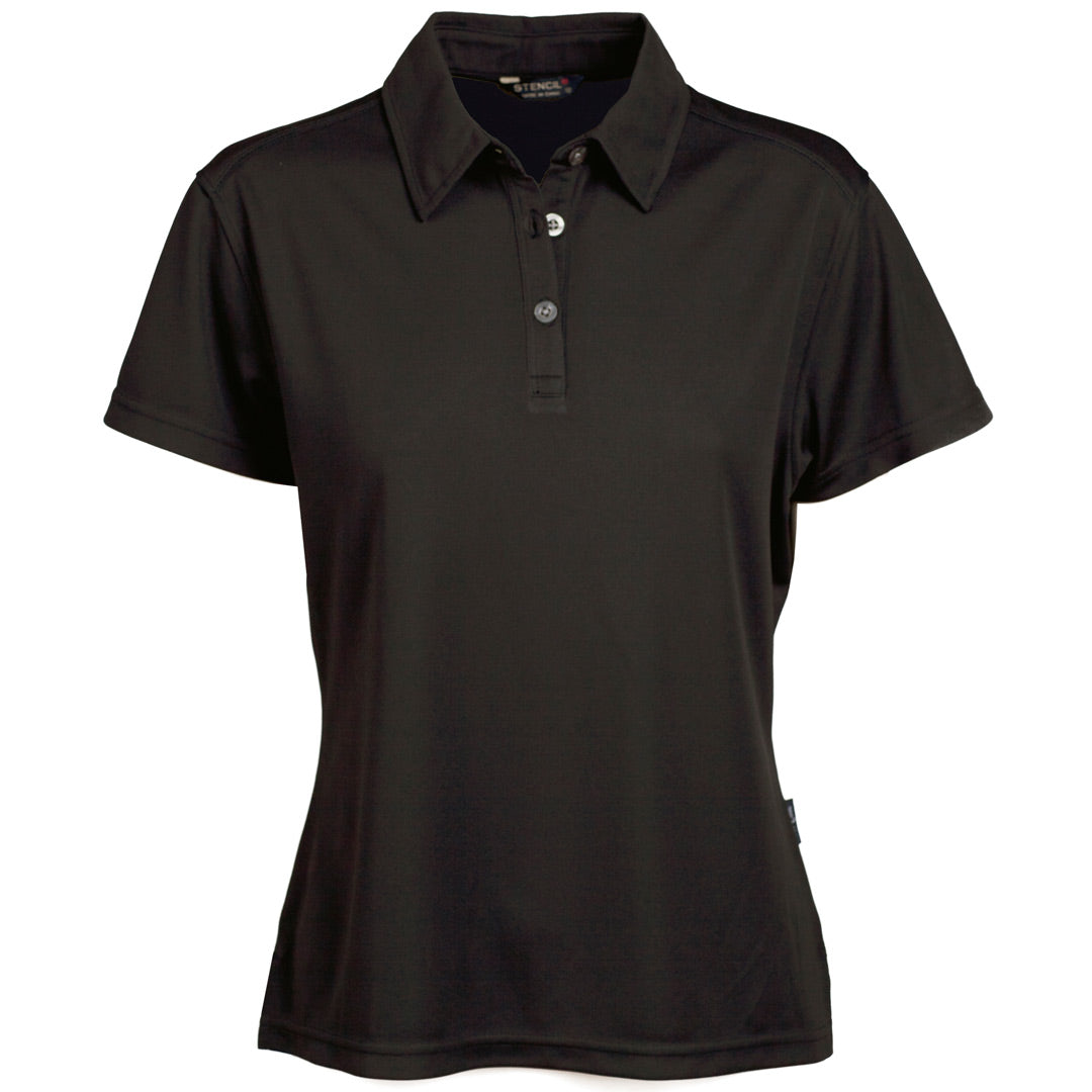 House of Uniforms The Glacier Polo | Ladies | Short Sleeve Stencil Black