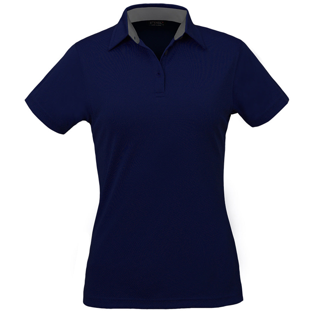 House of Uniforms The Kahave Polo | Ladies | Short Sleeve Stencil Navy