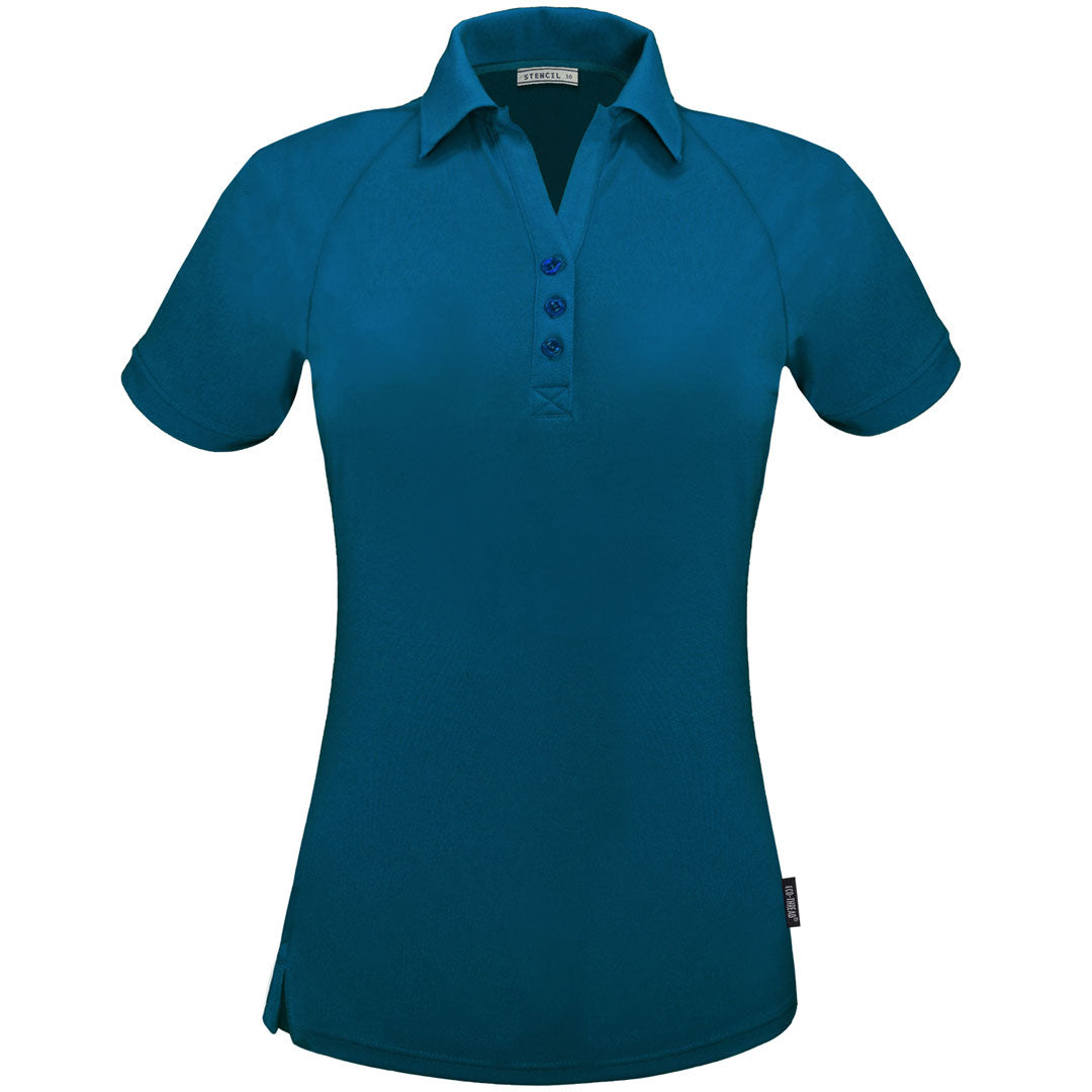 House of Uniforms The Infinity Polo | Ladies | Short Sleeve Stencil Denim Blue