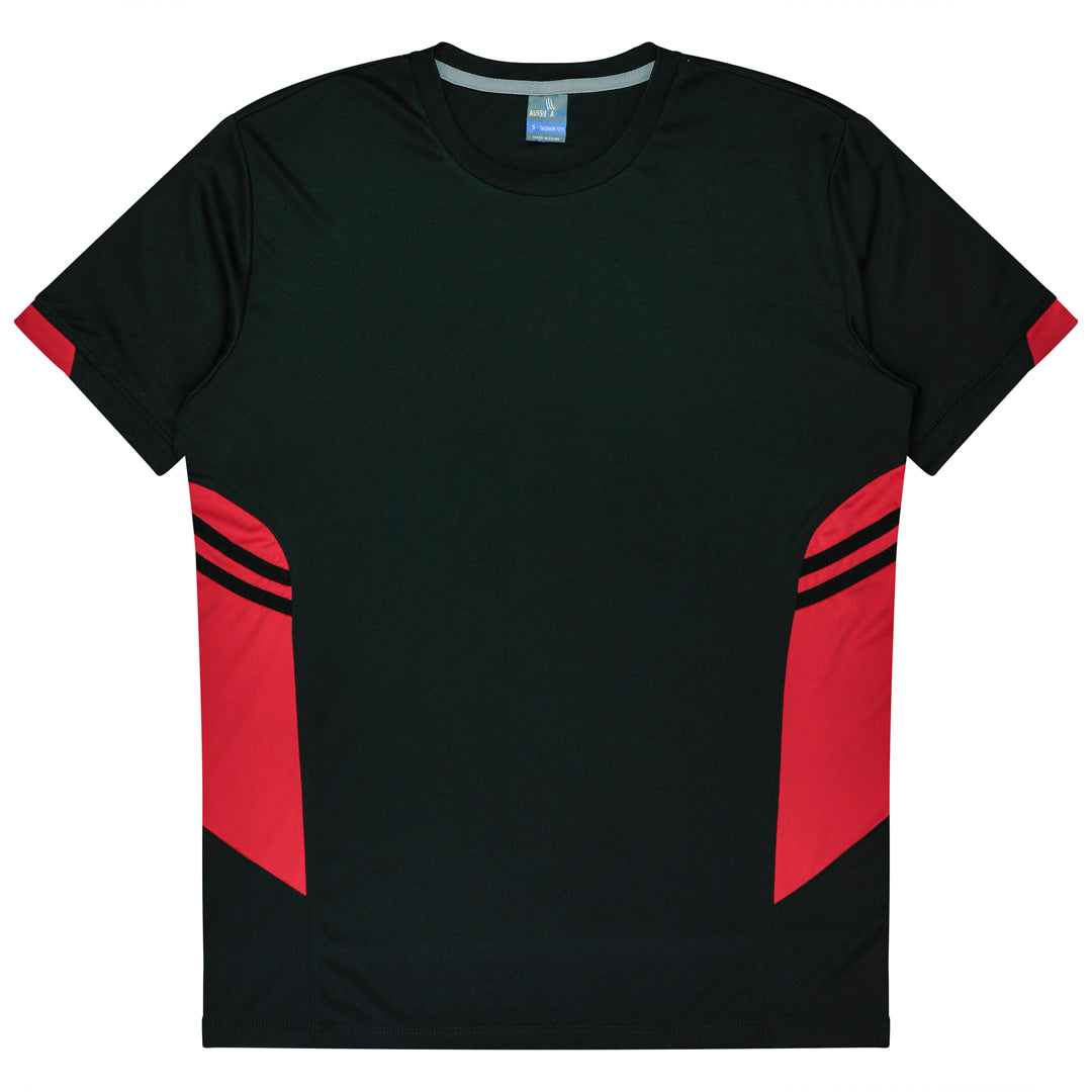 House of Uniforms The Tasman Tee | Mens | Short Sleeve | Black Base Aussie Pacific Black/Red