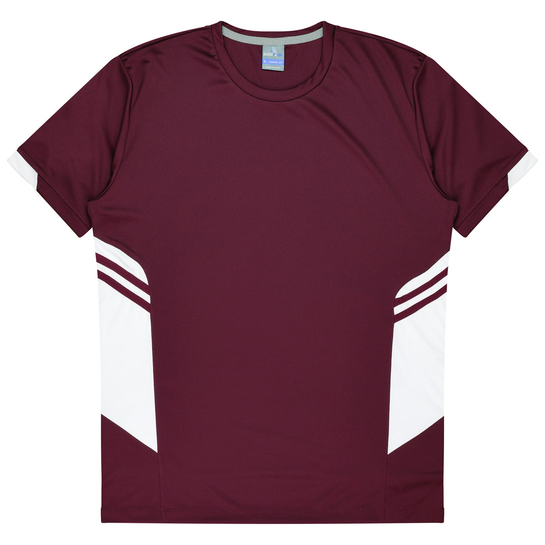 House of Uniforms The Tasman Tee | Mens | Short Sleeve | Mixed Base Aussie Pacific Maroon/White