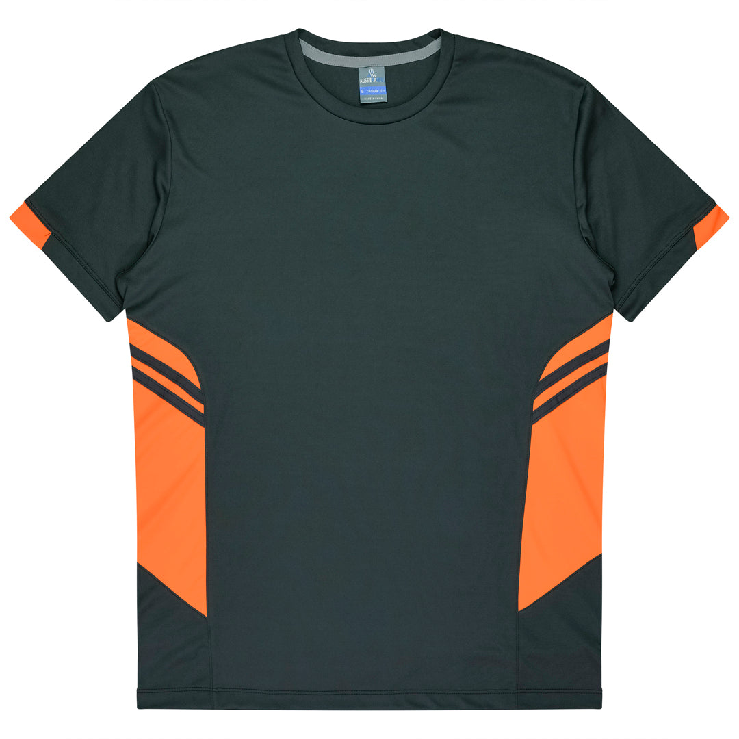 House of Uniforms The Tasman Tee | Mens | Short Sleeve | Grey Base Aussie Pacific Slate/Neon Orange