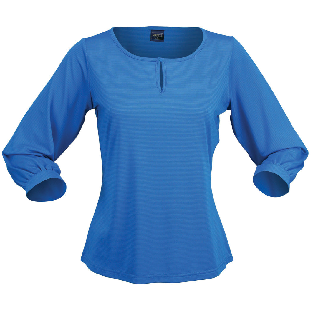 House of Uniforms The Silvertech Top | Ladies Stencil Ocean Blue/Silver