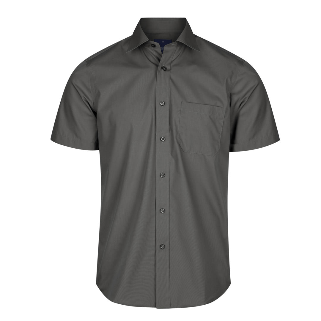 House of Uniforms The Nicholson Shirt | Mens | Short Sleeve Gloweave Charcoal