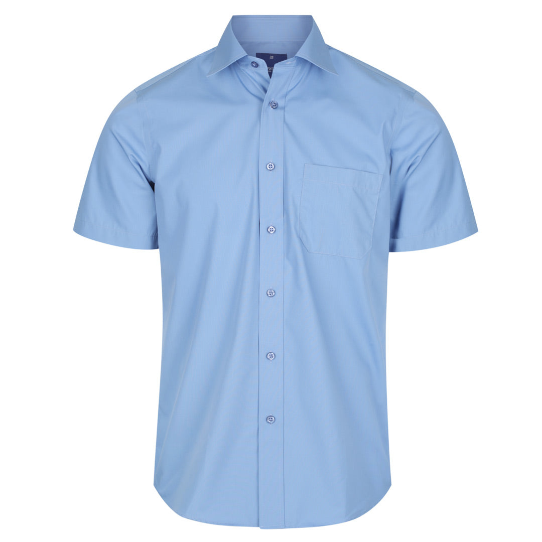House of Uniforms The Nicholson Shirt | Mens | Short Sleeve Gloweave French Blue