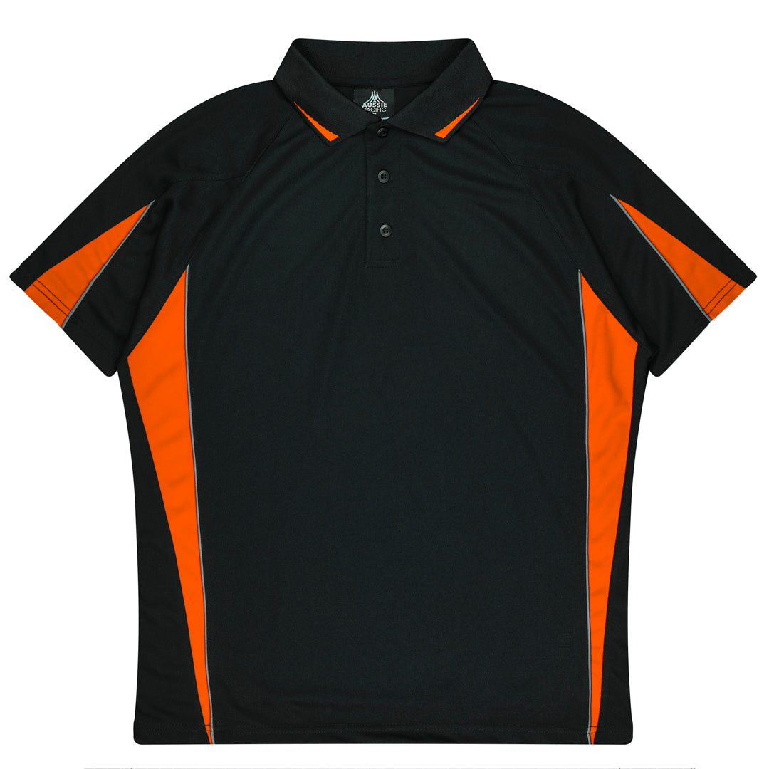 House of Uniforms The Eureka Polo Shirt | Mens Aussie Pacific Black/Orange