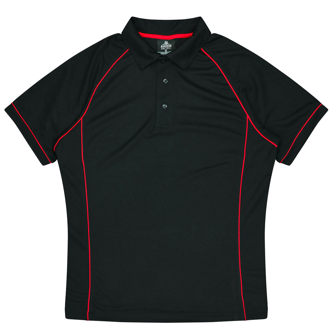 House of Uniforms The Endeavour Polo | Mens | Short Sleeve Aussie Pacific Black/Red