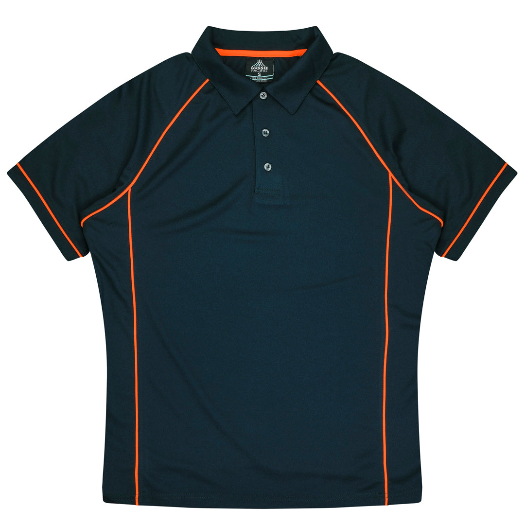 House of Uniforms The Endeavour Polo | Mens | Short Sleeve | Plus Aussie Pacific Navy/Fluro Orange