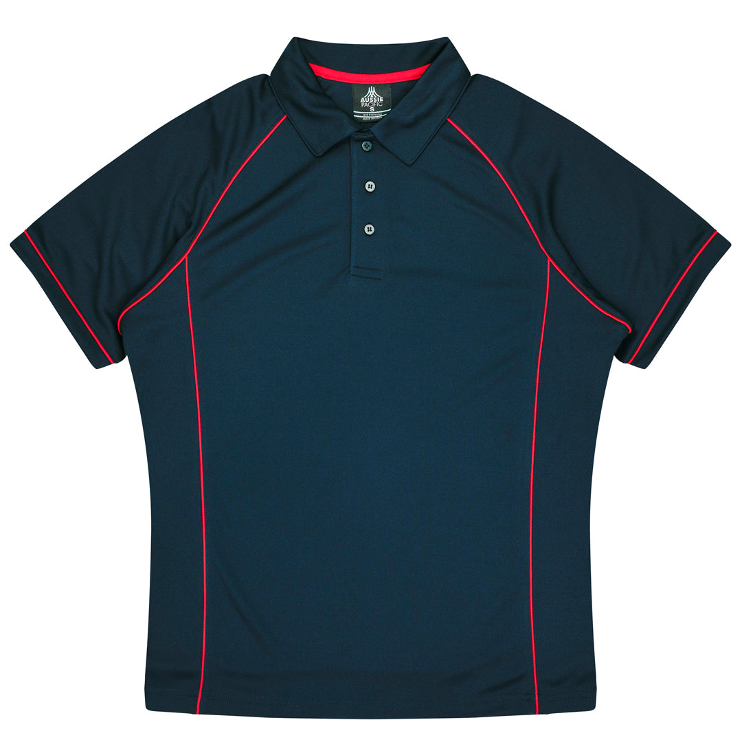 House of Uniforms The Endeavour Polo | Mens | Short Sleeve | Plus Aussie Pacific Navy/Red
