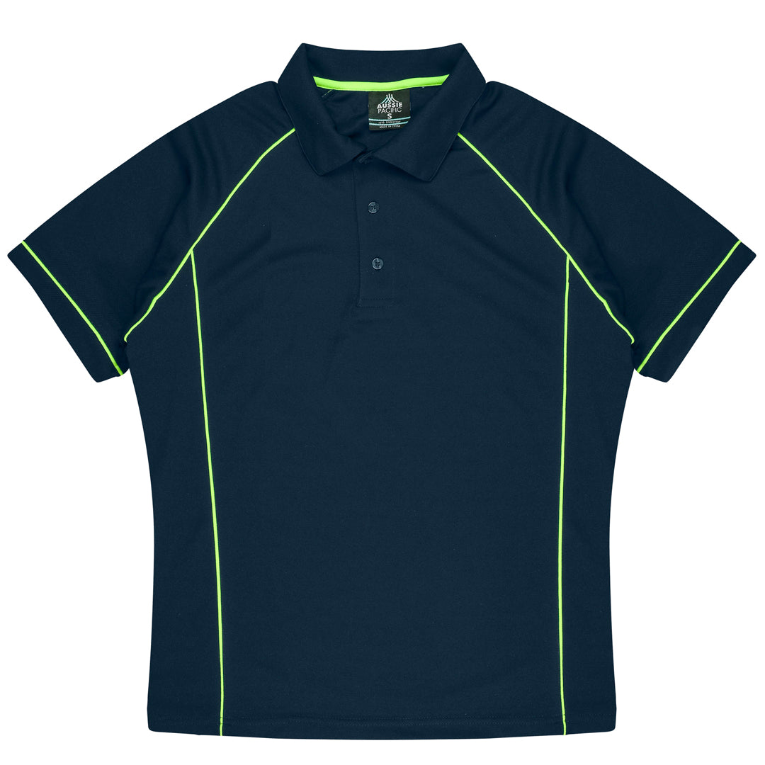 House of Uniforms The Endeavour Polo | Mens | Short Sleeve Aussie Pacific Navy/Fluro Green