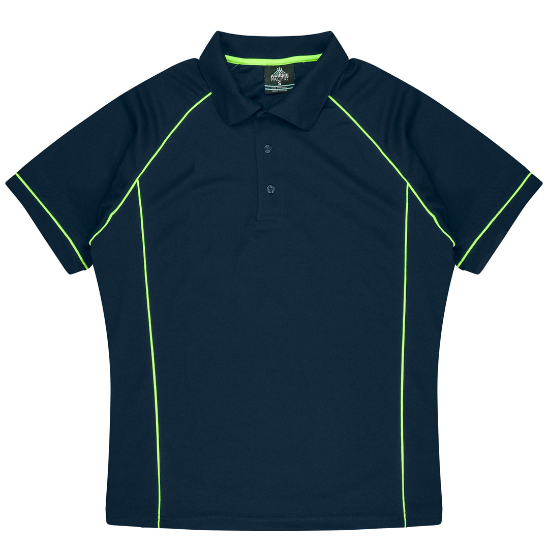 House of Uniforms The Endeavour Polo | Mens | Short Sleeve | Plus Aussie Pacific Navy/Fluro Green
