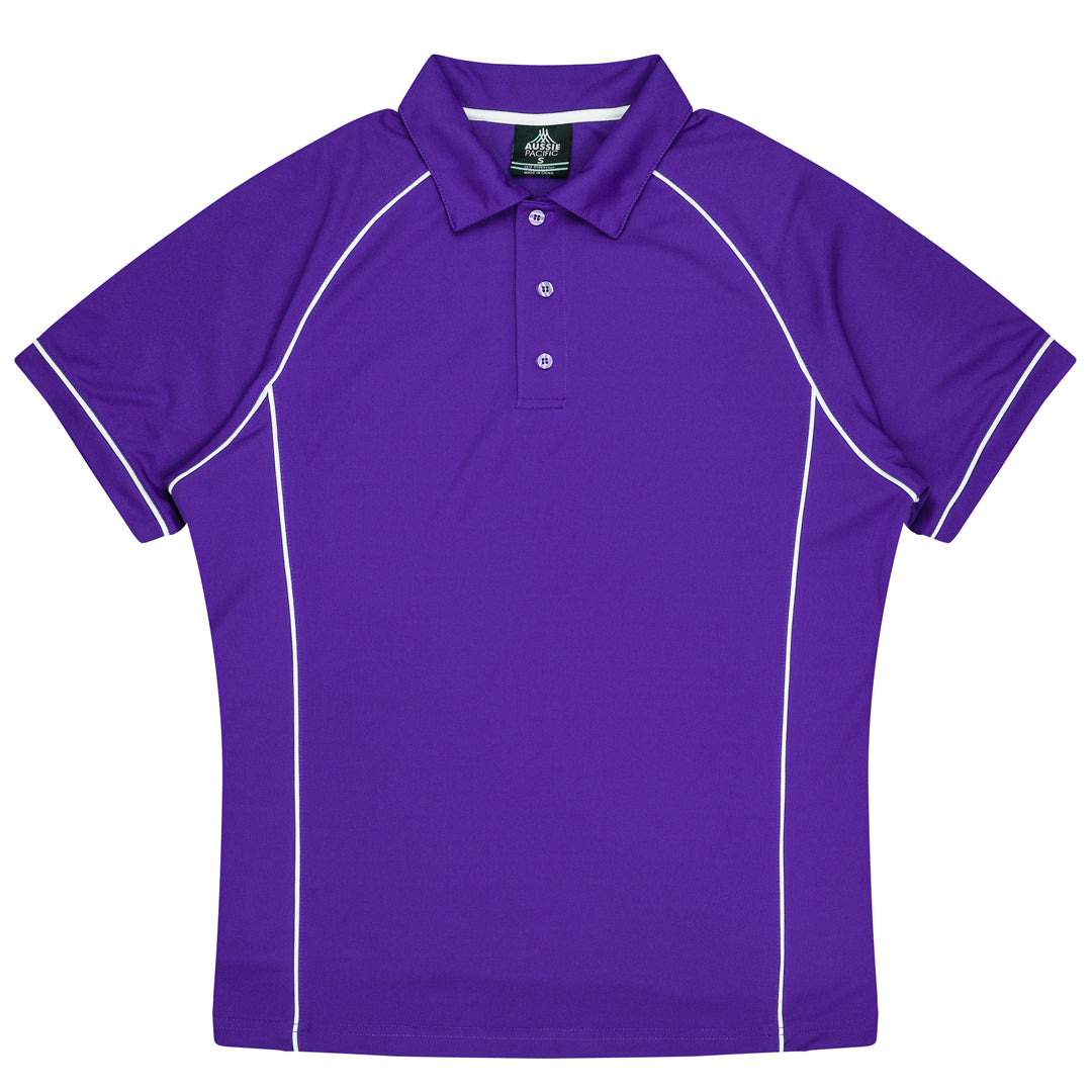 House of Uniforms The Endeavour Polo | Mens | Short Sleeve | Plus Aussie Pacific Purple/White