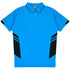 House of Uniforms The Tasman Polo | Mens | Short Sleeve | Blue Base Aussie Pacific Cyan/Black
