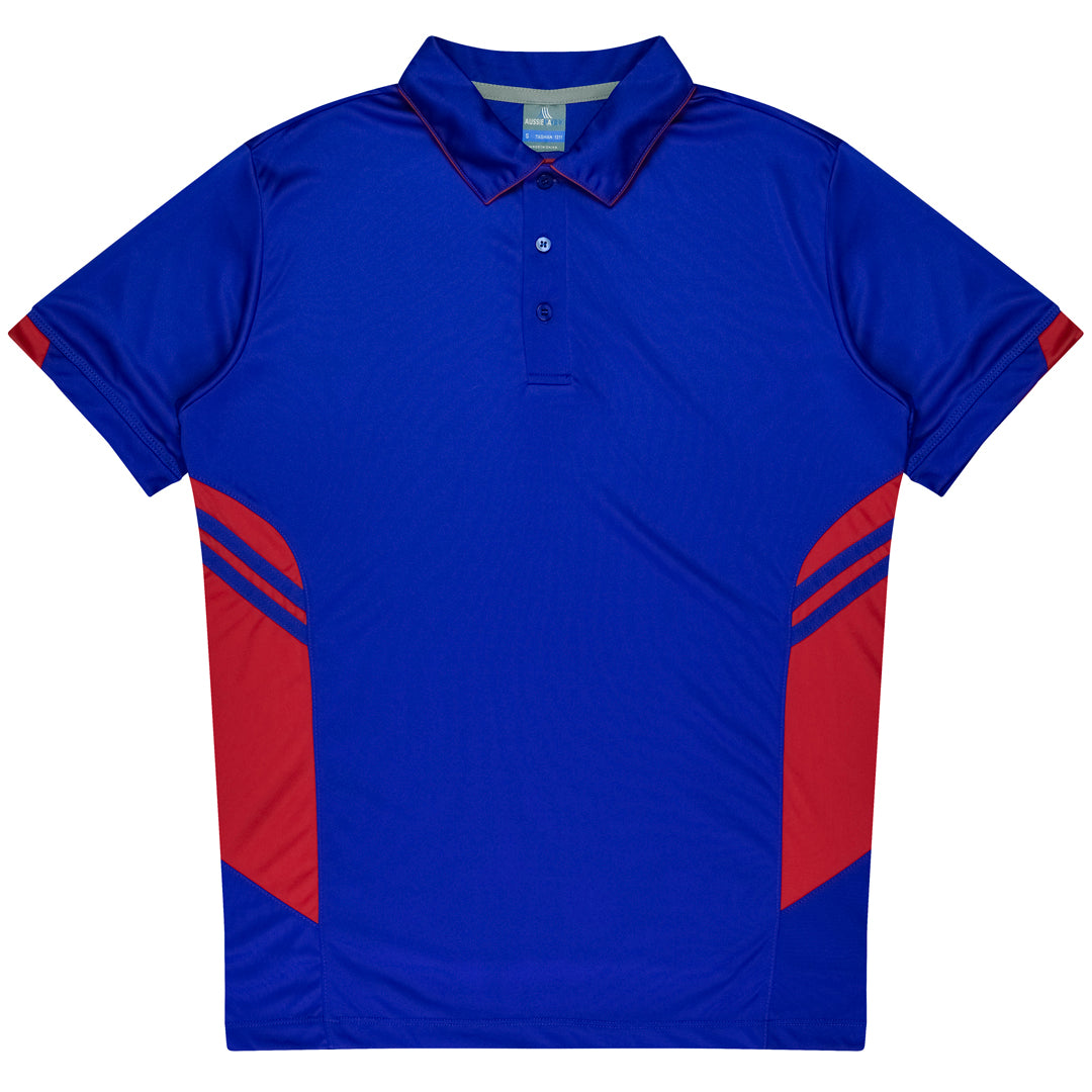 House of Uniforms The Tasman Polo | Mens | Short Sleeve | Blue Base Aussie Pacific Royal/Red