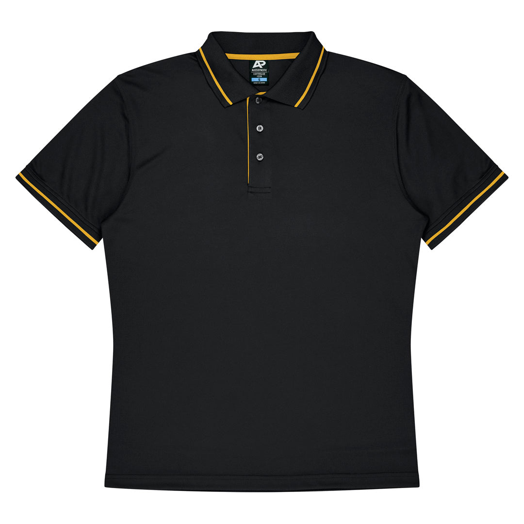 House of Uniforms The Cottesloe Polo | Mens | Short Sleeve Aussie Pacific Black/Gold