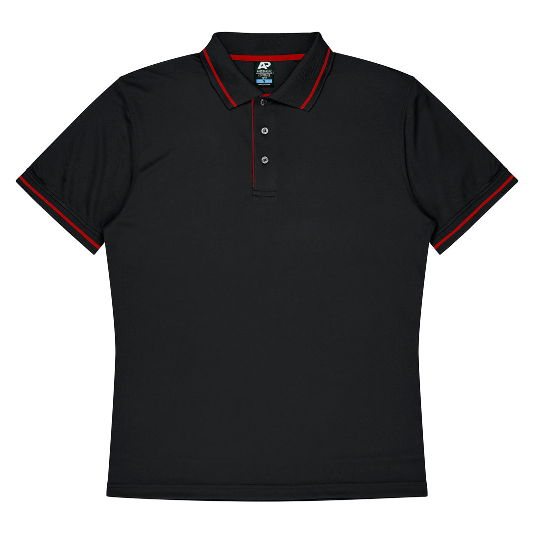 House of Uniforms The Cottesloe Polo | Mens | Short Sleeve Aussie Pacific Black/Red