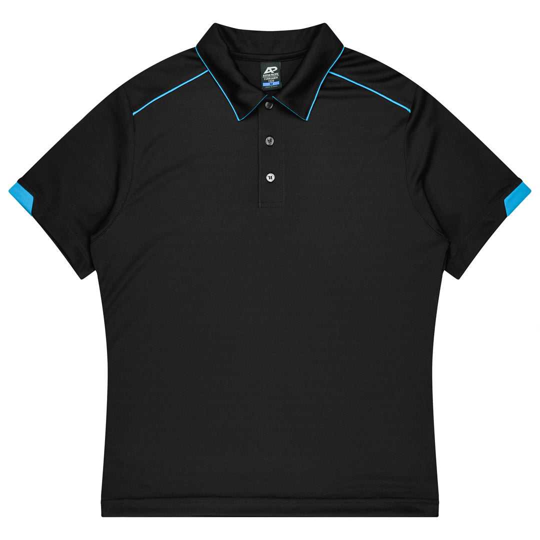 House of Uniforms The Currumbin Polo | Mens | Plus | Short Sleeve Aussie Pacific Black/Cyan
