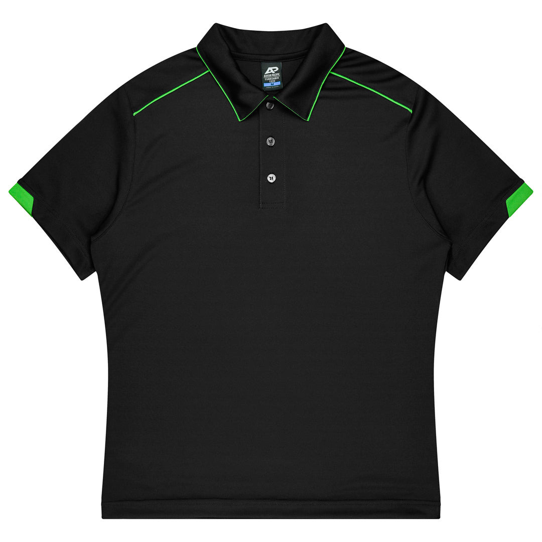 House of Uniforms The Currumbin Polo | Mens | Short Sleeve Aussie Pacific Black/Green