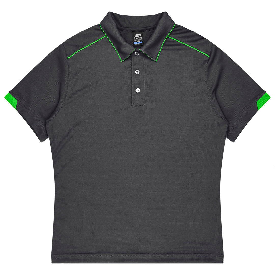 House of Uniforms The Currumbin Polo | Mens | Plus | Short Sleeve Aussie Pacific Slate/Neon Green
