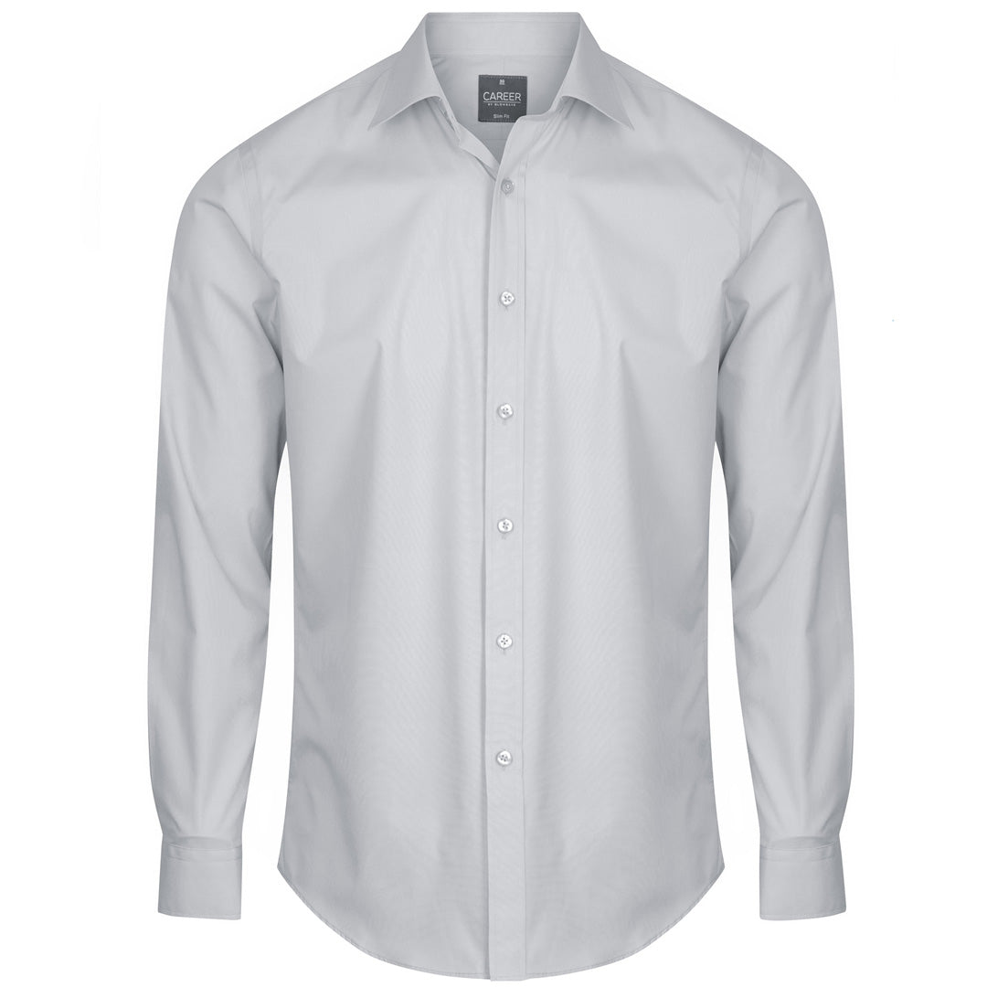 House of Uniforms The Nicholson Shirt | Mens | Slim Fit | Long Sleeve Gloweave Silver