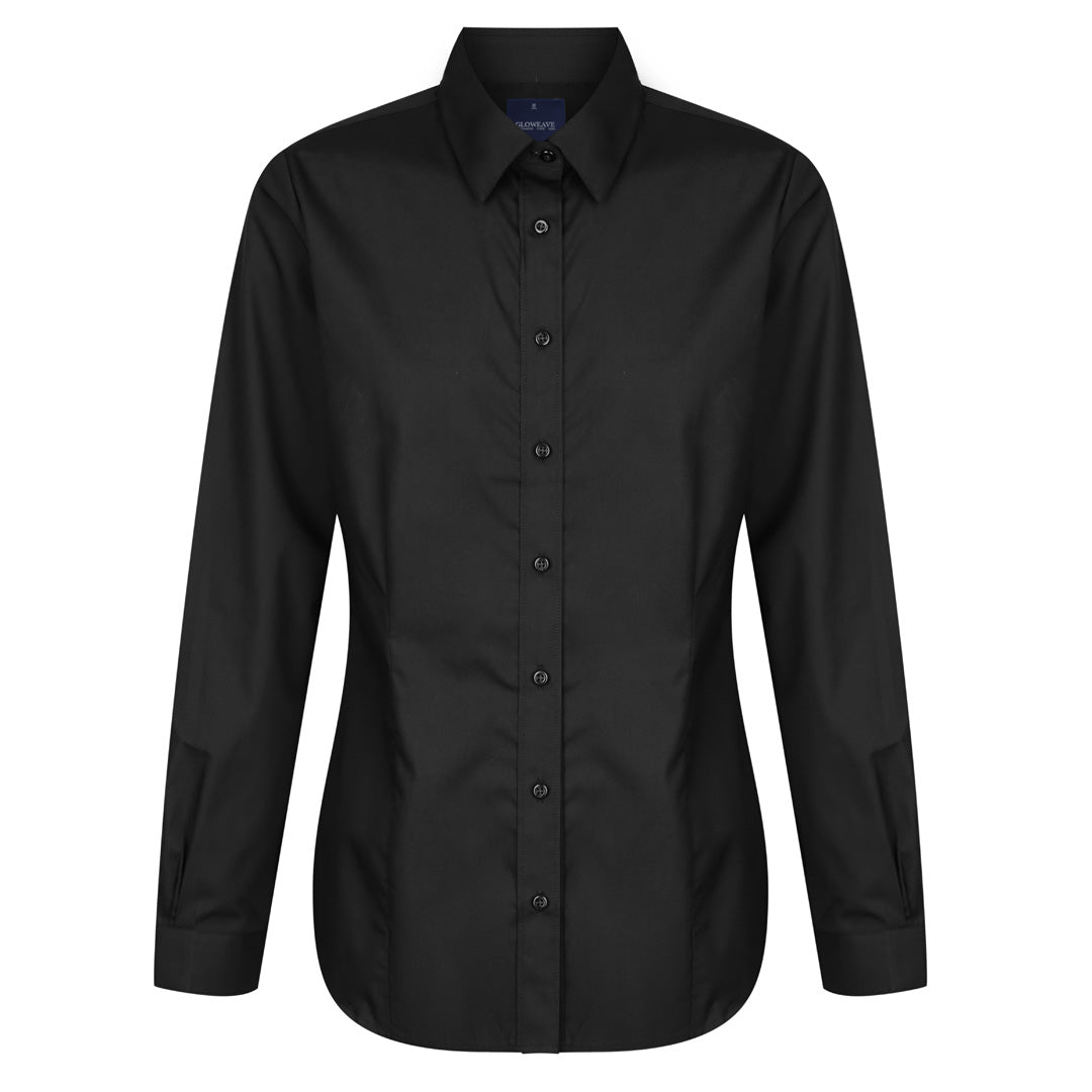 House of Uniforms The Nicholson Shirt | Ladies | Slim Fit | Long Sleeve Gloweave Black