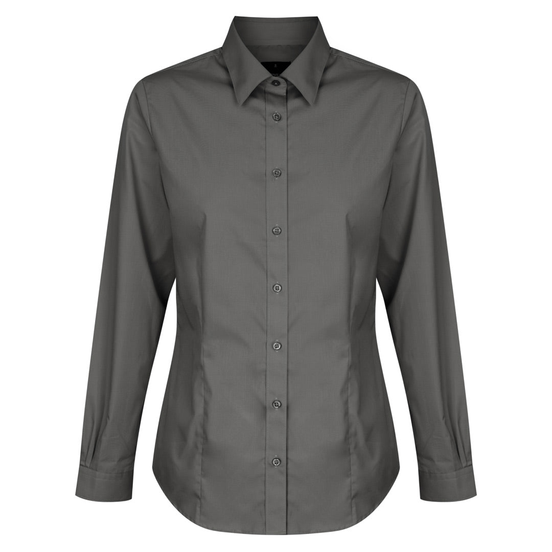 House of Uniforms The Nicholson Shirt | Ladies | Slim Fit | Long Sleeve Gloweave Charcoal