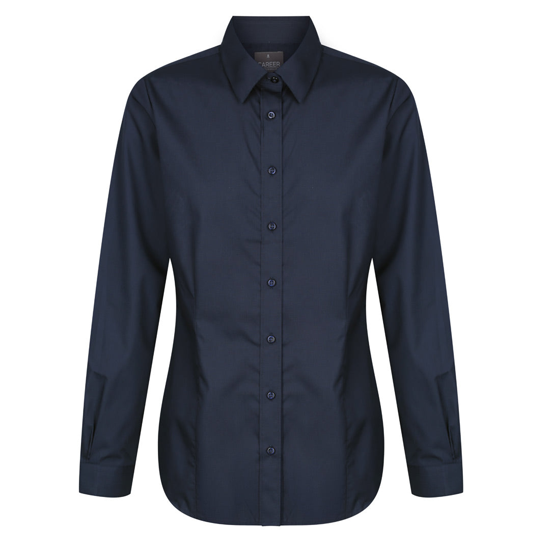 House of Uniforms The Nicholson Shirt | Ladies | Slim Fit | Long Sleeve Gloweave Navy