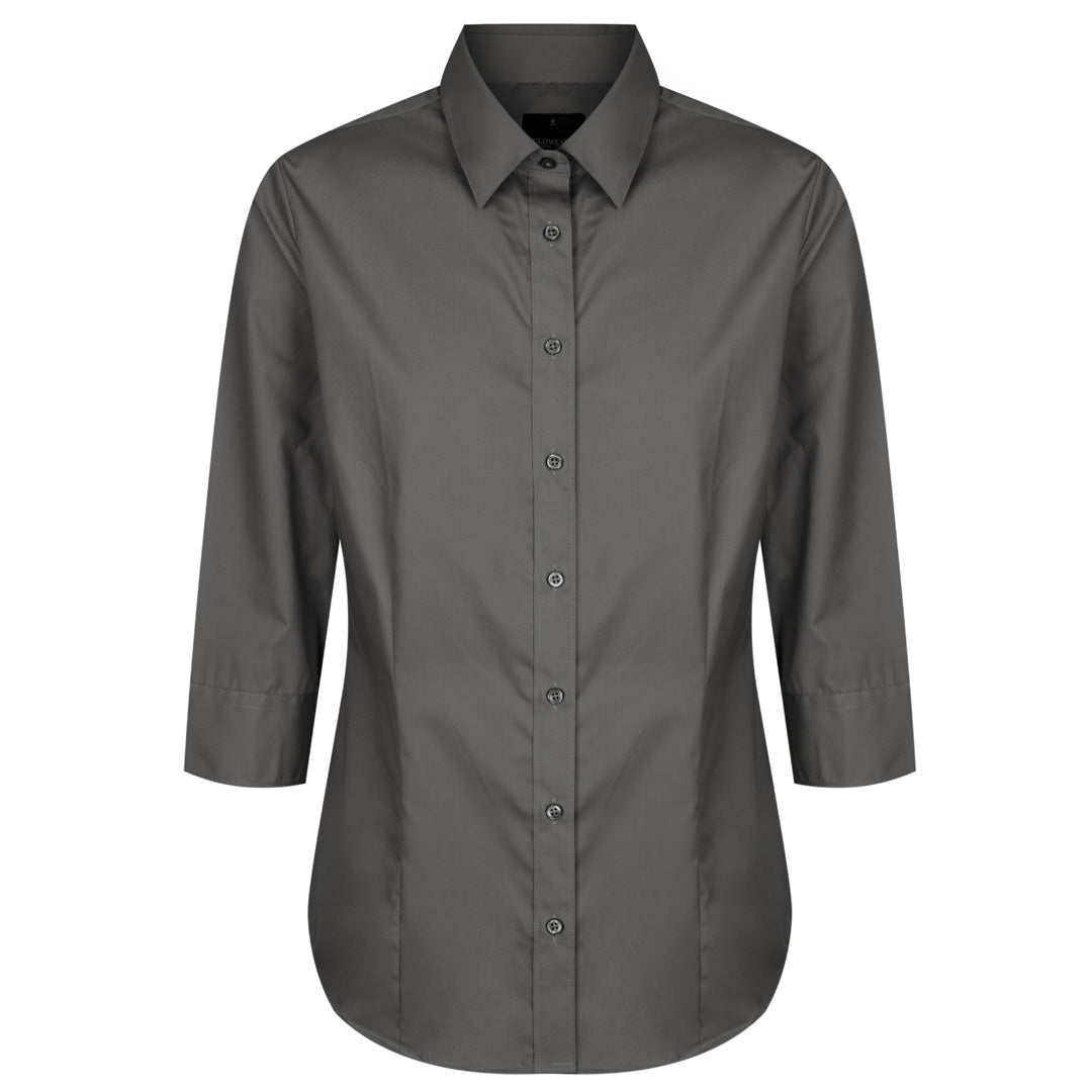 House of Uniforms The Nicholson Shirt | Ladies | Slim Fit | 3/4 Sleeve Gloweave Charcoal