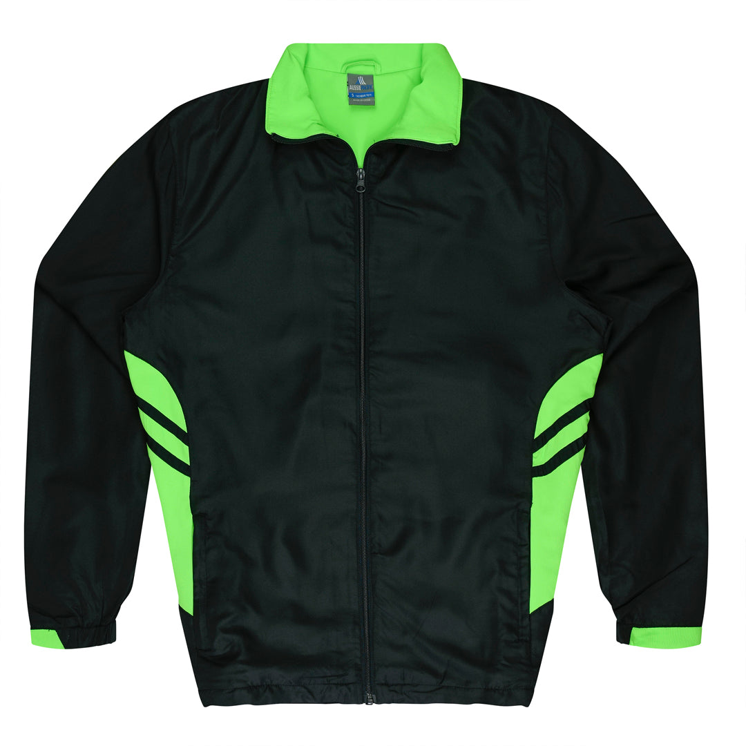 House of Uniforms The Tasman Tracktop | Mens Aussie Pacific Black/Neon Green