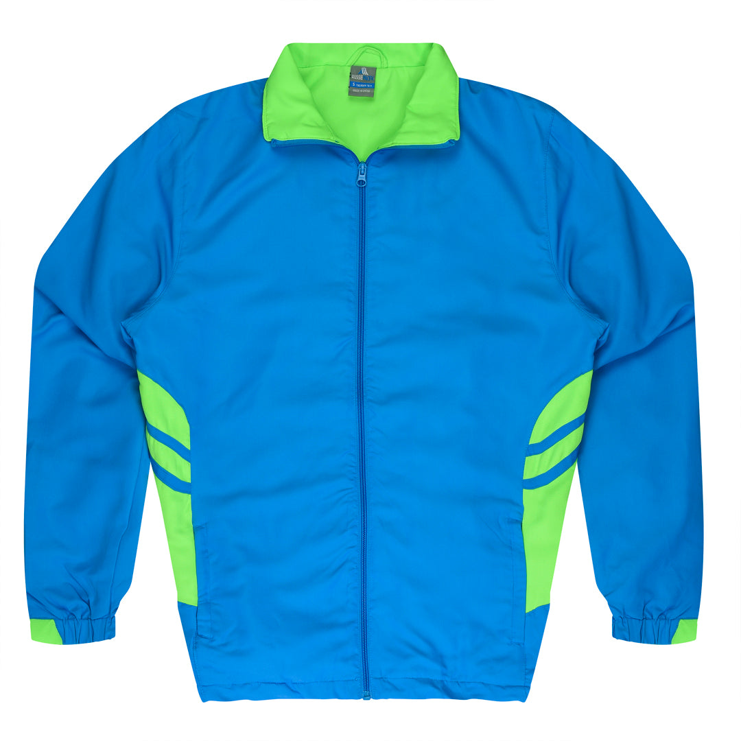 House of Uniforms The Tasman Tracktop | Mens | Plus Aussie Pacific Cyan/Neon Green
