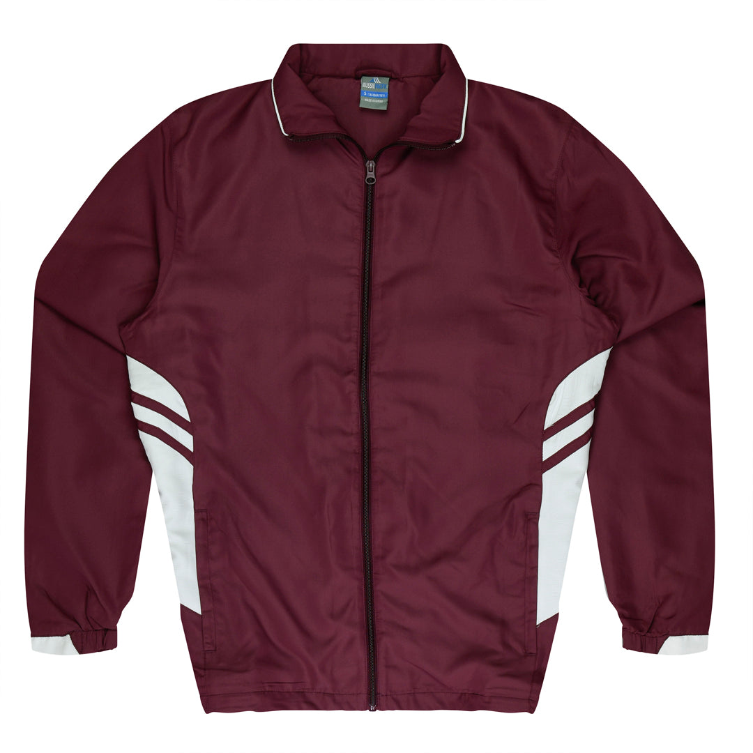 House of Uniforms The Tasman Tracktop | Mens | Plus Aussie Pacific Maroon/White