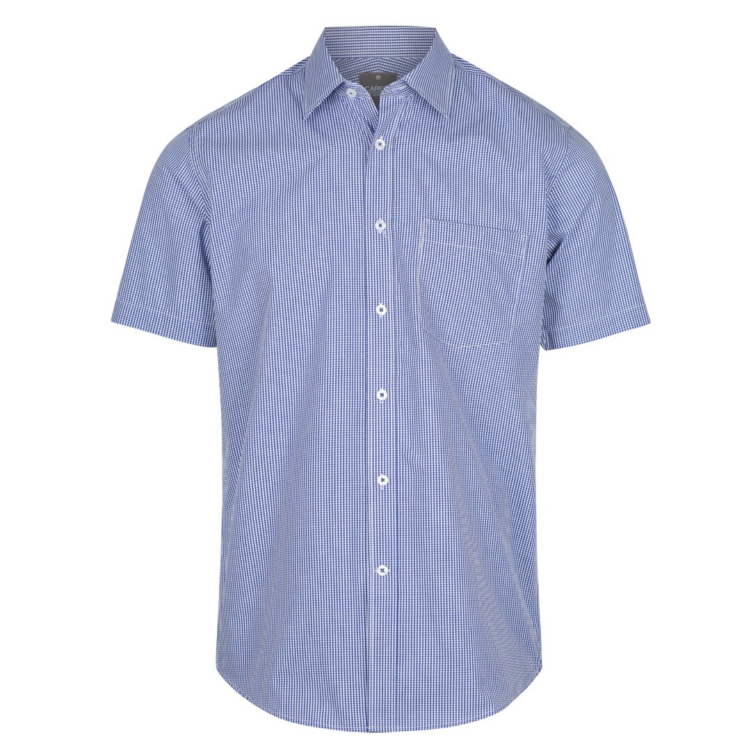 House of Uniforms The Westgarth Shirt | Mens | Short Sleeve | Classic Plus Gloweave Navy