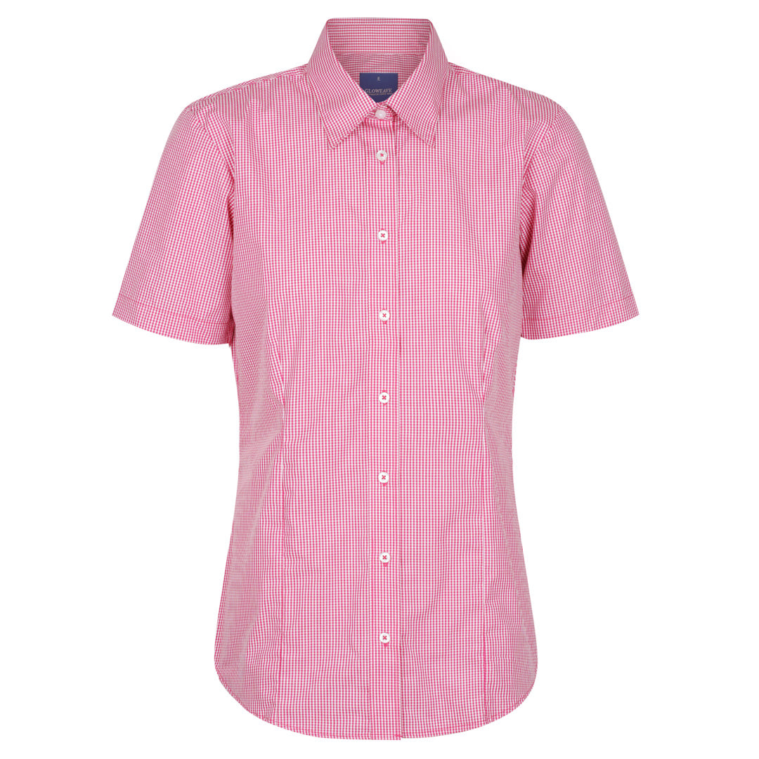 House of Uniforms The Westgarth Shirt | Ladies | Short Sleeve | Classic Gloweave Crimson