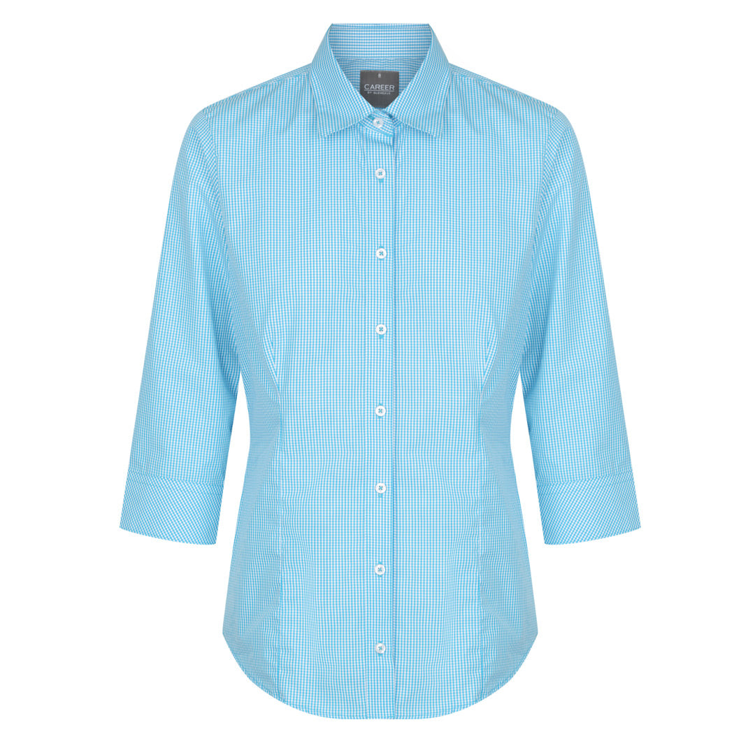 House of Uniforms The Westgarth Shirt | Ladies | 3/4 Sleeve | Classic Plus Gloweave Teal