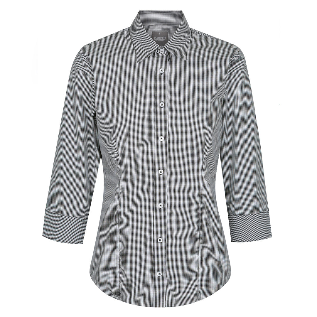 House of Uniforms The Westgarth Shirt | Ladies | 3/4 Sleeve | Classic Fit Gloweave Black