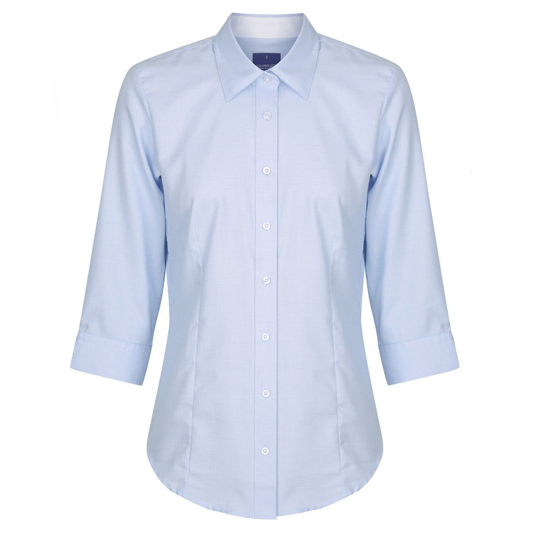 House of Uniforms The Landsdowne Shirt | Ladies | 3/4 Sleeve Gloweave Sky