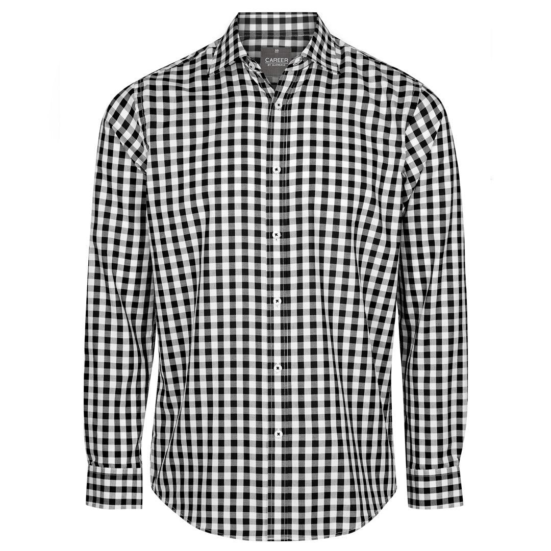 House of Uniforms The Degraves Oxford Check Shirt | Mens | Long Sleeve Gloweave Black