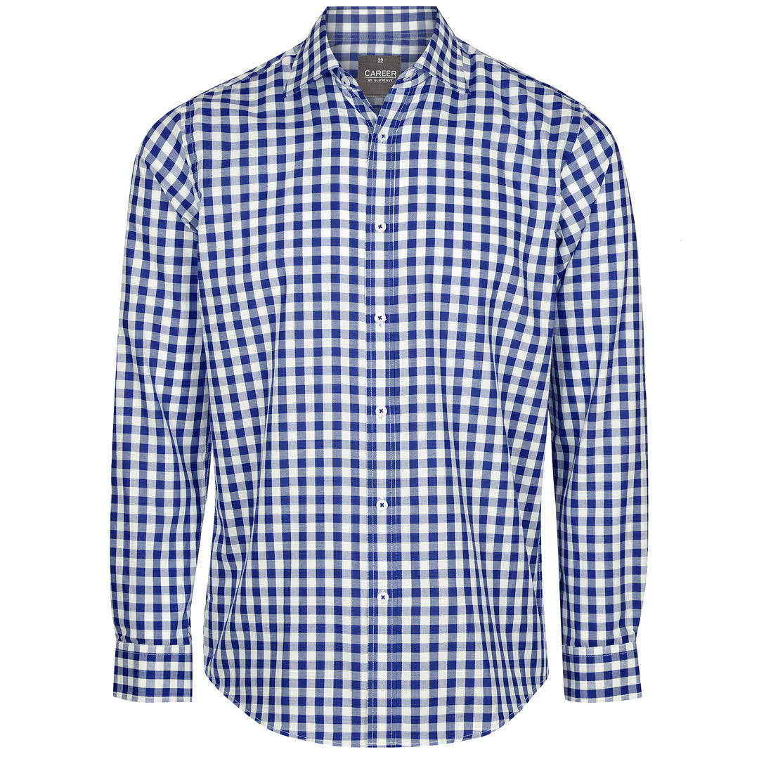 House of Uniforms The Degraves Oxford Check Shirt | Mens | Long Sleeve Gloweave Navy